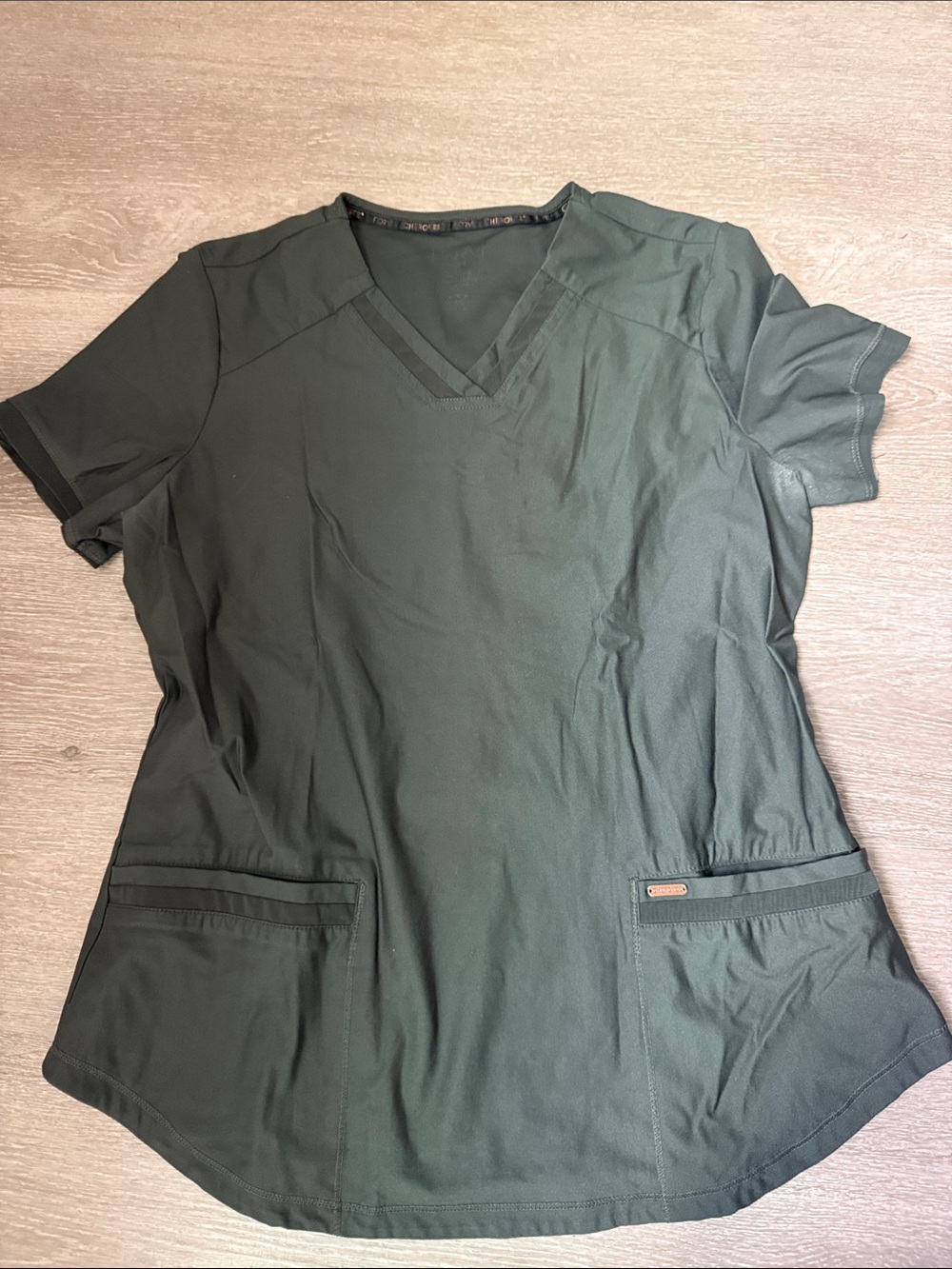 Cherokee olive Green V-Neck Short Sleeve Scrub Top
